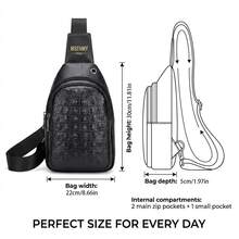 2026 New Business Crocodile Pattern Crossbody Bag, Multi-Compartment Large Capacity Shoulder Bag, PU Material, Multifunctional Waist Bag, Retro-Style Crossbody Bag, Unisex, Suitable For Daily Outings And Business Meetings, Sturdy And Durable, High-Quality Texture - 棕色 - 查看 4