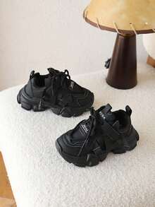 1双儿童休闲运动鞋，新款春秋季男女童厚底鞋 - 黑色 - 查看 3