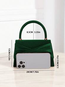 1 buc. Geantă de mână elegantă și delicată din catifea, cadou perfect pentru doamne, fete, studente, lucrători de birou, pentru a participa la petreceri, baluri, nunți - Verde inchis - Vizualizare 6