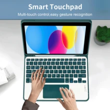 可拆卸可充电触控板键盘保护套(280mAh),带笔槽,兼容三星 Galaxy Tab / iPad / Redmi iPad SE,磁吸式蓝牙键盘保护套(深绿色) - 墨綠色 - 查看 3