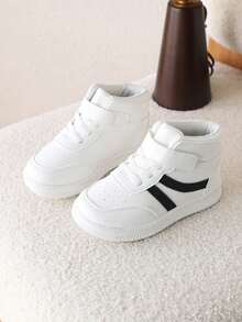 1双儿童高帮帆布鞋，时尚学生小白鞋，软底鞋，适合男童女童，冬季款 - 黑色 - 查看 1