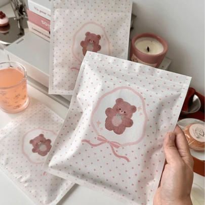 50pcs Party Gift Packaging Bags, Holiday Gift Packaging Self Sealing Bags, Accessory Gift Packaging Bags, High-End Self Sealing Gift Packaging Bags, And Cartoon Teddy Bear Animal Pattern Gift Bags, Suitable For Women's Small Gift Packaging Bags; Party And Birthday Gift Packaging Bags. Daily Storage Bag, Plastic Self Sealing Bag.