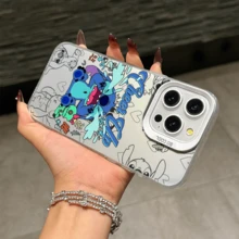Disney Lilo & Stitch Angel Series  Case, Cute Cartoon Anime Design, Suitable For  17, 16, 15, 14, 13, 12, 11 Pro Max, XS, XR And X, Features A Reflective Back And Shockproof Corners. Perfect As A Birthday Gift, Holiday Gift, Or Valentine's Day Gift. - Màu tím - Xem 11