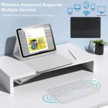 可拆卸可充电触控板键盘保护套，带笔槽，兼容三星 Galaxy Tab / iPad / Redmi Pad SE，磁吸式蓝牙键盘保护套（浅灰色）