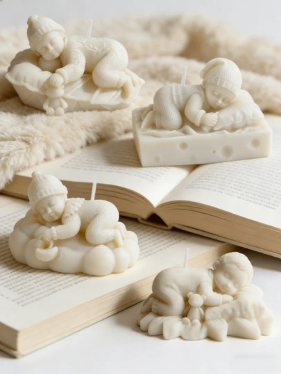 3D Sleeping Baby Aromatherapy Candle With Multiple Design Options, Ideal For Home Decorations / Festival Parties / Warm Gifts, Perfect For Home Decorations Such As Candlelight Festivals, Easter, Baby Showers, Baptisms / Eucharistic Gifts, And Other Occasions