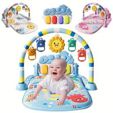 婴儿游戏垫 - 互动音乐钢琴软垫，婴儿游戏垫，婴儿钢琴垫，适合宝宝练习趴卧，婴儿健身垫和活动垫，婴儿钢琴健身垫，新生儿和幼儿游戏垫，早教活动健身架，音乐互动，易于安装，培养运动技能，可爱动物图案设计，理想的宝宝生日礼物 - 彩色 - 查看 2