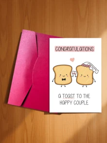 1pc Congratulations Wedding Card With Envelope, Small Business Supplies, Thank You Card, Birthday Gift, Card, Unique Item, Gift Card