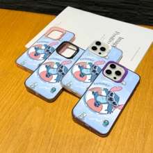 Disney Lilo & Stitch Angel Series  Case, Cute Cartoon Anime Design, Suitable For  17, 16, 15, 14, 13, 12, 11 Pro Max, XS, XR And X, Features A Reflective Back And Shockproof Corners. Perfect As A Birthday Gift, Holiday Gift, Or Valentine's Day Gift. - Hồng - Xem 4