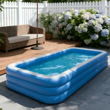 1个豪华可折叠便携式多层充气游泳池，适合成人和家庭使用 - 耐用加厚PVC材质，非常适合在花园、后院或屋顶进行水上娱乐活动 - 彩色 - 查看 10