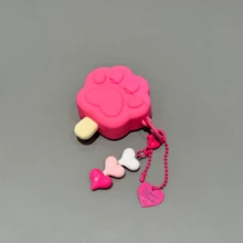 Compatible With Apple Series Earphone Protective Case, Pink Cat Paw & Ice Cream Design, Fits Air 1/2/3/4/Pro/Pro2/Pro3 With Detachable Ice Cream Dust Plug - Multicolor - View 3