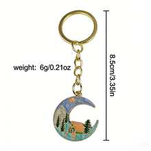 4个斋月专属月亮形状钥匙扣，治愈森林装饰，时尚创意，象征家庭幸福，可作钥匙扣或背包挂件，适合作为斋月期间送给家人和朋友的温馨礼物。 - 彩色 - 查看 2