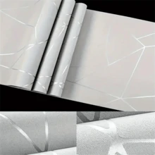 1 Roll Self-Adhesive Wallpaper, Modern Minimalist Geometric Pattern Line Wallpaper, Suitable For Bedroom, Living Room, TV Background Wall, Cafe, Restaurant, Bar, Hotel Wall Decor - Silver - View 7