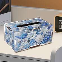 1pc DIY Diamond Painting Tissue Box Cover, Floral Pattern Reusable Mixed Color Art Storage Container, Round Diamond Decor Combo Kit, Diamond Painting Craft, Home Office Decor, Creative Holiday Gift, Naturally Inspired Mosaic Art - Multicolor - View 17