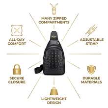 2026 New Business Crocodile Pattern Crossbody Bag, Multi-Compartment Large Capacity Shoulder Bag, PU Material, Multifunctional Waist Bag, Retro-Style Crossbody Bag, Unisex, Suitable For Daily Outings And Business Meetings, Sturdy And Durable, High-Quality Texture - 棕色 - 查看 2