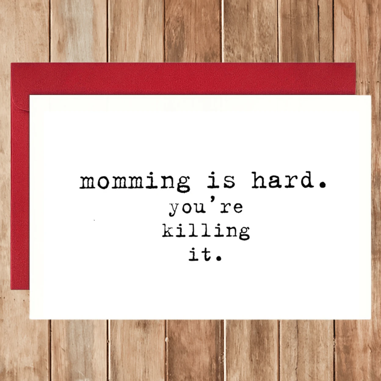 1pc Mother'S Day Greeting Cards For Mom - "Momming Is Hard. You're Killing It."New Mom Gift Idea, Mother'S Day Cards|Playful Message|Paper Funny Card - Red - View 1