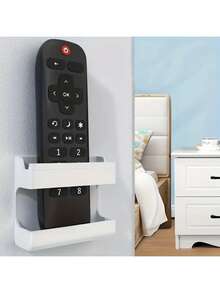 1pcs Wall Mounted Remote Control Storage Box, Mobile Phone Charging Bracket, Enclosure Type Storage Rack - 彩色 - 查看 3