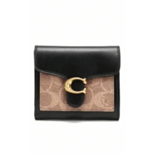Stylish Coach C-Buckle Wallets For Women Purses Two-Tone Logo Print Short Wallet With Flap Closure