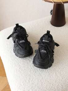 1双儿童休闲运动鞋，新款春秋季男女童厚底鞋 - 黑色 - 查看 4