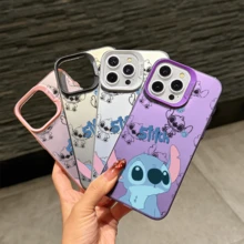 Disney Lilo & Stitch Angel Series  Case, Cute Cartoon Anime Design, Suitable For  17, 16, 15, 14, 13, 12, 11 Pro Max, XS, XR And X, Features A Reflective Back And Shockproof Corners. Perfect As A Birthday Gift, Holiday Gift, Or Valentine's Day Gift. - 紫色 - 查看 5