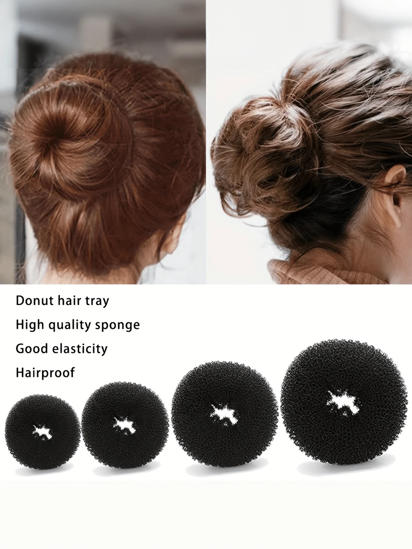 1 Set de herramientas para hacer moños, moldeador de moño tipo dona, kit de herramientas para peinados, moldeador de moño tipo dona (Colores de referencia: Beige, Café, Negro) Kit de herramientas para el cabello, verano, vacaciones, viaje, festival, cumpleaños - Multicolor - Ver 1