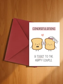 1pc Congratulations Wedding Card With Envelope, Small Business Supplies, Thank You Card, Birthday Gift, Card, Unique Item, Gift Card