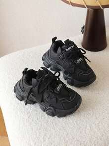 1双儿童休闲运动鞋，新款春秋季男女童厚底鞋 - 黑色 - 查看 5