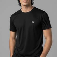 Camiseta Dry Fit Masculina Esportiva Academia Treino Fitness 100% Poliéster - Preto - Visão 4
