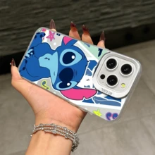 Disney Lilo & Stitch Angel Series  Case, Cute Cartoon Anime Design, Suitable For  17, 16, 15, 14, 13, 12, 11 Pro Max, XS, XR And X, Features A Reflective Back And Shockproof Corners. Perfect As A Birthday Gift, Holiday Gift, Or Valentine's Day Gift. - Pink - View 11