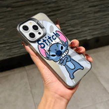 Disney Lilo & Stitch Angel Series  Case, Cute Cartoon Anime Design, Suitable For  17, 16, 15, 14, 13, 12, 11 Pro Max, XS, XR And X, Features A Reflective Back And Shockproof Corners. Perfect As A Birthday Gift, Holiday Gift, Or Valentine's Day Gift. - Black - View 10