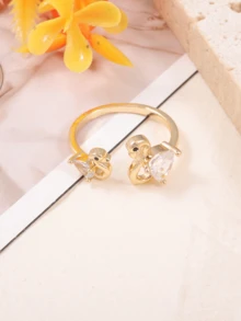 1 pieza Anillo abierto de cisne dorado elegante y versátil de moda para mujer - A - Ver 2