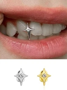 4件套镂空星形牙套，独特的嘻哈夜店派对饰品，男女通用