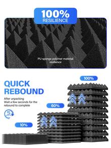 TMJD MISS [12pcs] Pyramid Acoustic Foam - 12x12x2 Inches, High Density Sound Absorbing Sponge Wall, Music Studio Home Ceiling Soundproofing (Black/White/Gray/Purple) - Multicolor - View 5