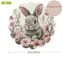 6pcs Easter Elements - Colorful Eggs, Cute Bunnies, Tulip Flower Basket Design, Round Wooden Coaster Set, Suitable For Patio, Kitchen, Living Room, Family Gathering Tabletop Decor, Gift For Friends & Family, Fits Easter, Valentine's Day, Wedding, Birthday Party Home Accents - Multi-colored Irregular Shape - View 2