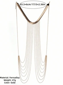 1pc Fashionable Multi-Layer Iron Alloy Body Chain, Suitable For Women's Daily Wear