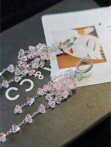 1对柔软甜美的流苏耳环，精致百搭，粉色 - 1對流蘇粉紅色耳飾 - 查看 7