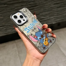 Disney Lilo & Stitch Angel Series  Case, Cute Cartoon Anime Design, Suitable For  17, 16, 15, 14, 13, 12, 11 Pro Max, XS, XR And X, Features A Reflective Back And Shockproof Corners. Perfect As A Birthday Gift, Holiday Gift, Or Valentine's Day Gift. - White - View 10