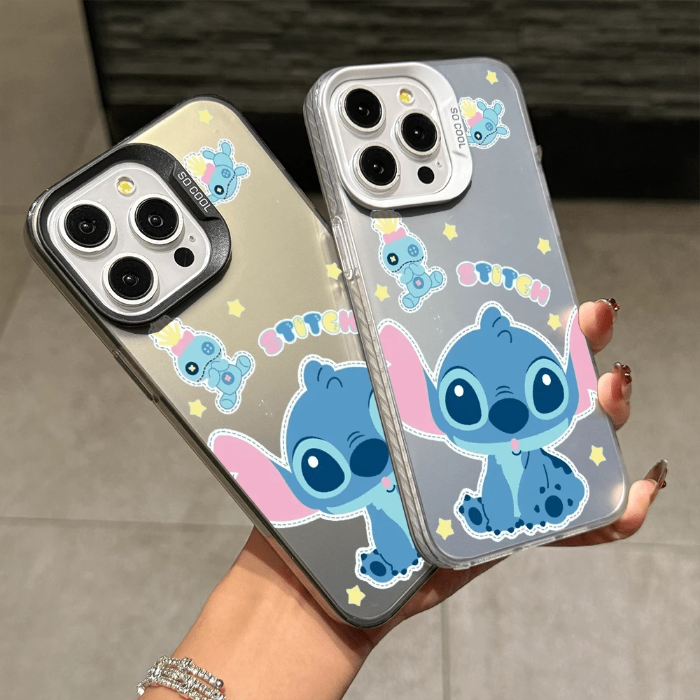 Disney Lilo & Stitch Angel Series Case, Cute Cartoon Anime Design, Suitable For 17, 16, 15, 14, 13, 12, 11 Pro Max, XS, XR And X, Features A Reflective Back And Shockproof Corners. Perfect As A Birthday Gift, Holiday Gift, Or Valentine's Day Gift. - Hồng - Xem 1