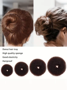1 Set de herramientas para hacer moños, moldeador de moño tipo dona, kit de herramientas para peinados, moldeador de moño tipo dona (Colores de referencia: Beige, Café, Negro) Kit de herramientas para el cabello, verano, vacaciones, viaje, festival, cumpleaños - Multicolor - Ver 6