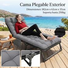 ROSA JM Ideal para la oficina, el hogar y viajes, con reposacabezas ajustable en 6 alturas, soporta hasta 250 kg, cama plegable portátil con colchón y almohada, estructura robusta de alta resistencia. - Gris - Ver 5