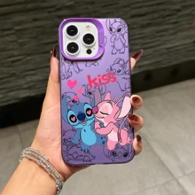 Disney Lilo & Stitch Angel Series  Case, Cute Cartoon Anime Design, Suitable For  17, 16, 15, 14, 13, 12, 11 Pro Max, XS, XR And X, Features A Reflective Back And Shockproof Corners. Perfect As A Birthday Gift, Holiday Gift, Or Valentine's Day Gift. - Pink - View 8