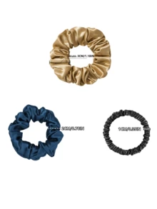 3件套100%纯真丝发圈套装，优雅简约风格，22姆米厚度，纯色发绳，高品质发圈，包含1厘米/2厘米/3厘米三种宽度，是节日礼物、马尾辫发圈、发绳、橡皮筋发圈的最佳选择。 - 彩色 - 查看 4