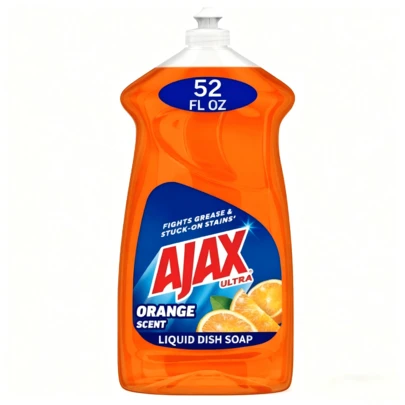Ajax Ultra Liquid Dish Soap (52FL.OZ, Orange Scent) – Triple-Action Formula Fights Grease & Stuck-On Stains (Cuts Grease Without Sticky Residue) | Naturally Inspired Citrus Fragrance (Refreshing Orange Pick-Me-Up) | Zero Parabens & No Phosphates – Gentle On Skin While Tough On Grime | Multi-Use Versatility: Pre-Treat Laundry, Wash Tires & Wipe Down Appliances (Goes Beyond The Sink) | Convenient Easy-Flip Cap For Mess-Free Dispensing | Odor-Fighting Fragrance Tech Leaves Dishes Sparkling Clean & Kitchen Smelling Fresh | Perfect For Everyday Heroes Tackling Tough Kitchen Jobs – Get Back To What Matters Faster With Ajax's Powerful, Refreshing Dish Cleaning.