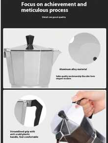 SERAPHINEX Kmt Style Cafetera Moka de Aluminio, Cafetera Espresso Italiana para Estufa, Clásica y Doméstica, Plateada - Plateado - Ver 10