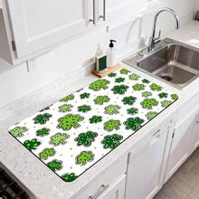1/2/3pcs Saint Patrick's Day Water Absorbent Mat Green Clover Pattern Polyester Dish Drying Mat Coffee Machine Pad Kitchen Countertop Decor Home Gift For Family Home Decoration Saint Patrick's Day Atmosphere Decoration - Multicolor - View 12