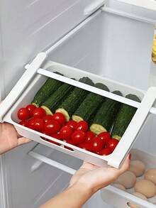 1pc Kitchen Hanging Organizer, Refrigerator Egg Fruit Storage Box Drawer Type Food Crisper Box Kitchen Accessories Refrigerator Organizer Shelf