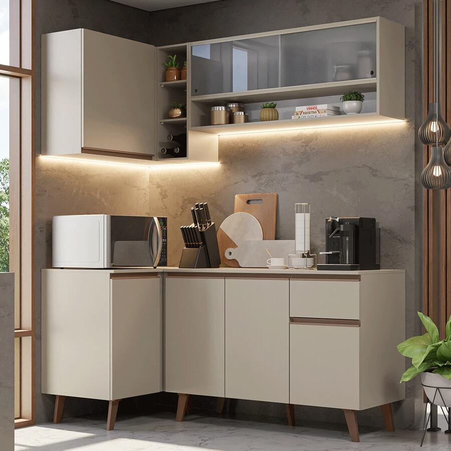 Cocina Integral Completa Modular Madesa Nice 265cm Crema 02 - Beis - Ver 1