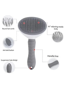 1pc Pet Grooming Brush, Cat Brush, Flea Comb, Self-Cleaning Brush, Pet Trimming Brush, Pet Massage Brush, Deshedding Tool, Dematting Brush, Self-Cleaning Deshedding Brush, Pet Cleaning Tool, Hair Collection Brush, Dog Brush, Cat Brush, Pet Deshedding Brush, Pet Supplies - Multicolor - View 7