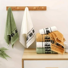 2 PCS Soft Absorbent Towels Set Bamboo Pattern 75cm*34.1cm (29.5*13.4inch) Bathroom Face Hand Towels - White - View 4