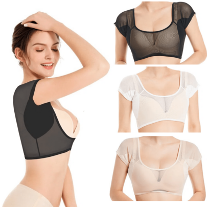 1pc/2pcs Mesh Camisole With Washable Underarm Sweat Pads, Invisible Plus Size Breathable Sweat Absorbing Pads, Thin Vest, Sweat-Absorbent Camisole, Suitable For Underarm Sweat Protection, Washable For Women/Girls, Applicable To Underarm And Shoulder, Sweat-Absorbing And Quick-Drying, Suitable For Travel, Sports, Outdoor, Summer Body Care Products, Stickers, Boys Valentine's Day Heart, Women's Valentine's (Supplies)