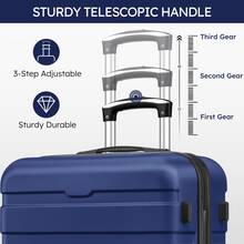 4 Piece Luggage Set 16/20/24/28 Inch Hardside Lightweight Suitcase With Spinner Wheels (Purple) - Navy Blue - 查看 5